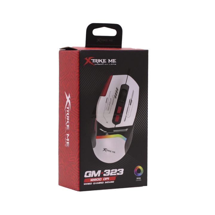 Mouse Xtrike-Me Gaming Gm-323 White RGB USB