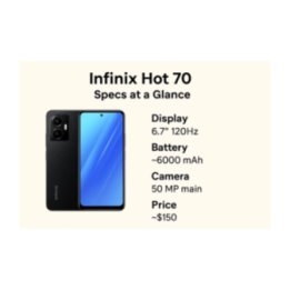 Celular Infinix Hot 70 4+4Gb/256Gb/6.78"/Black